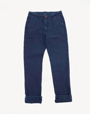 1870 - Stitched Sashiko Trousers Slim Tapered - Indigo