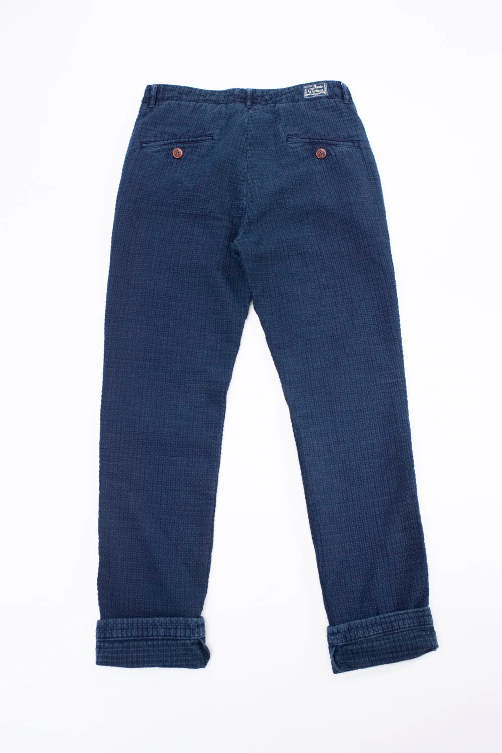 1870 - Stitched Sashiko Trousers Slim Tapered - Indigo