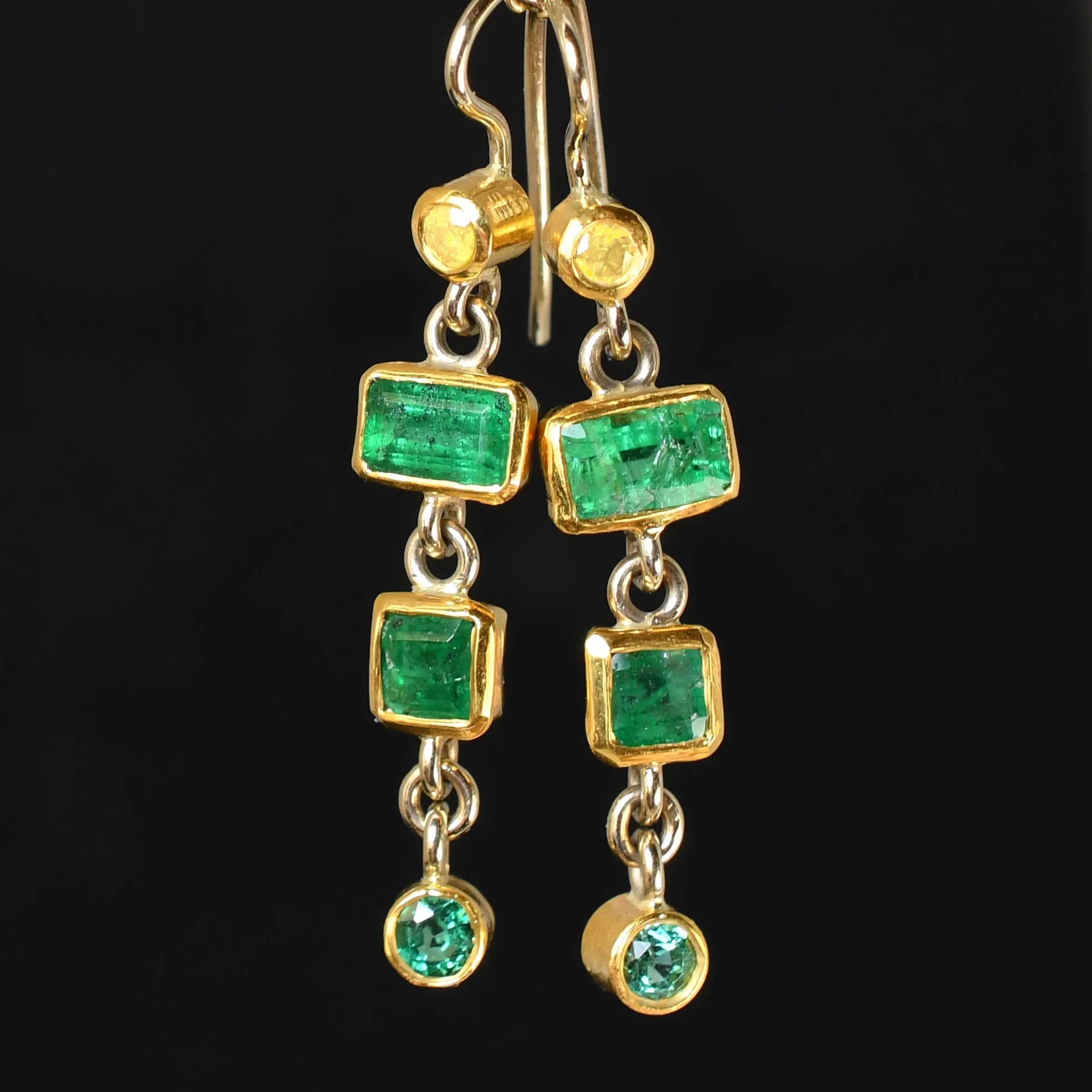 1970's Emerald Triple Drop Earrings
