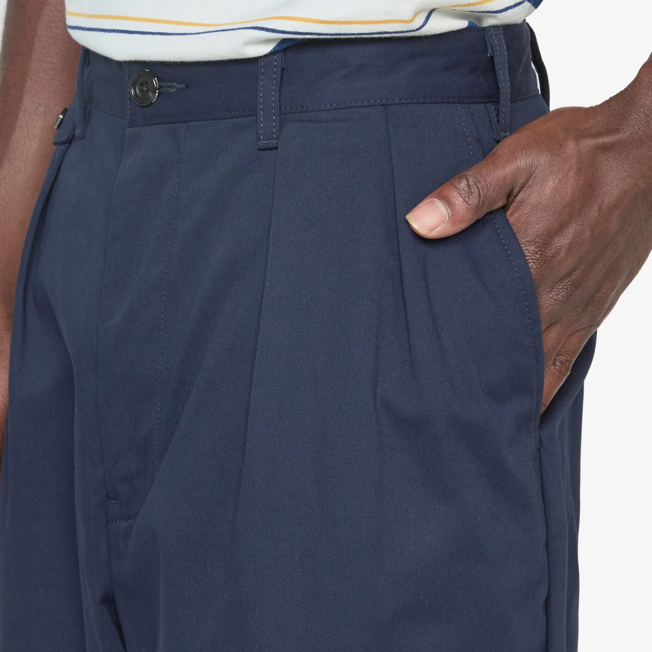 2 Pleats Twill Pants Navy