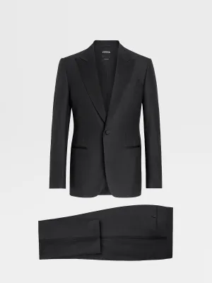 $5,100 ERMENEGILDO ZEGNA - "Wool & Mohair" PEAK LAPEL Black Tuxedo - 40R