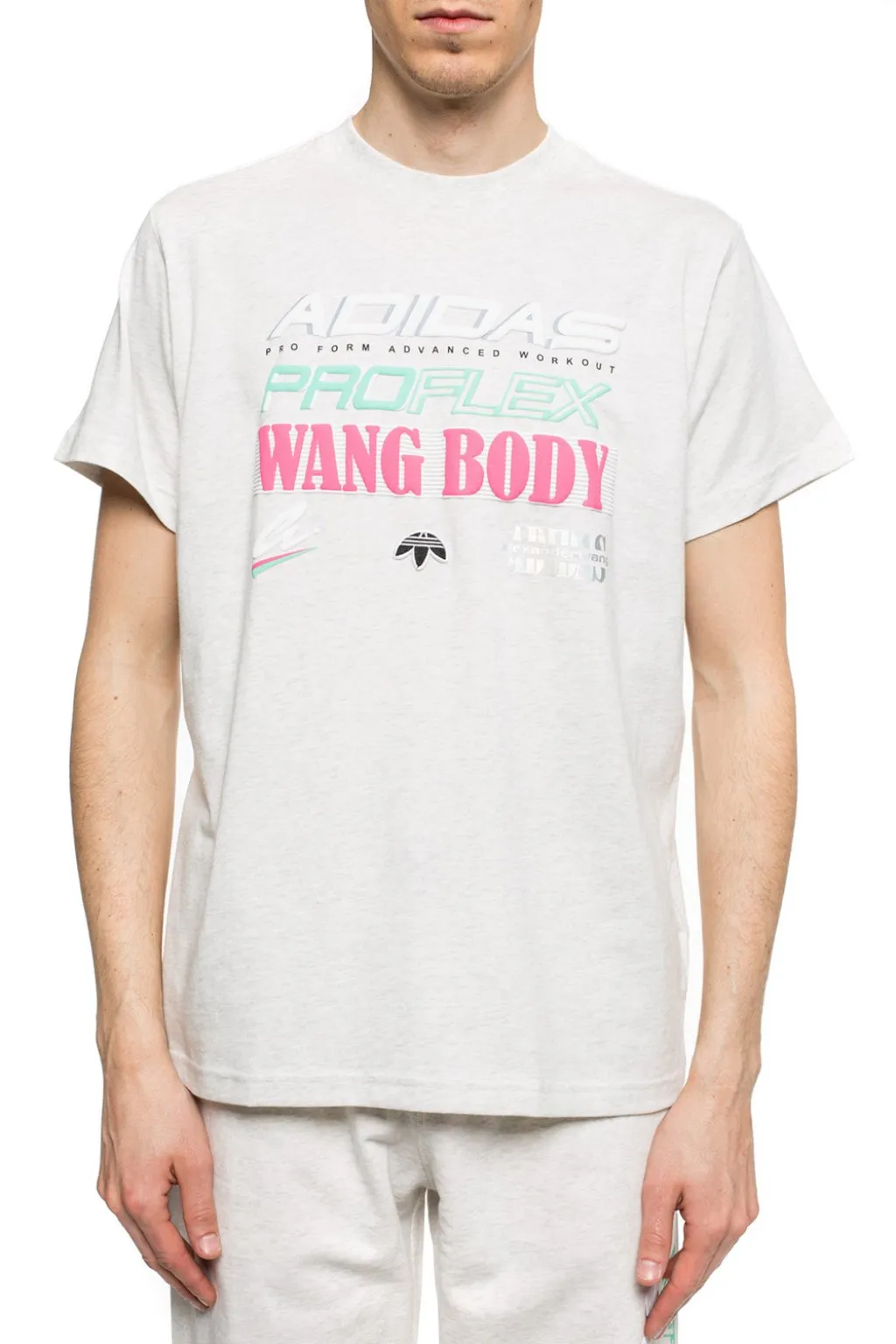 Adidas x Alexander Wang Graphic Tee, Small, Heather/White/Pink