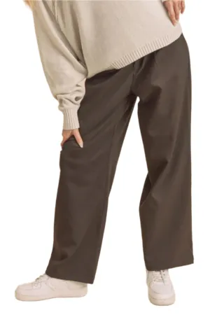Aemi   Co High Waist Wide Leg Pants with Side Pockets