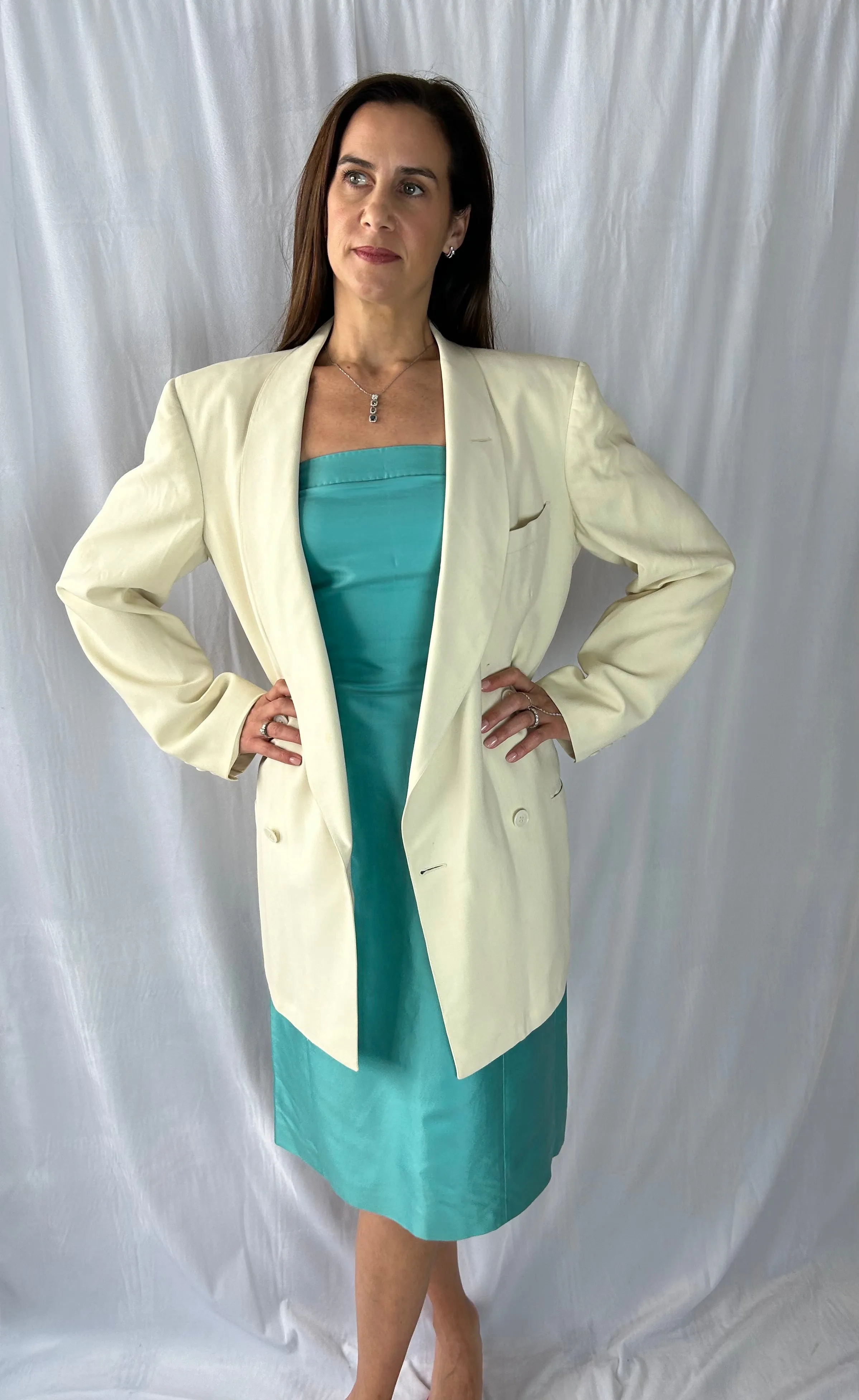 After Six Ivory Double-Breasted Blazer