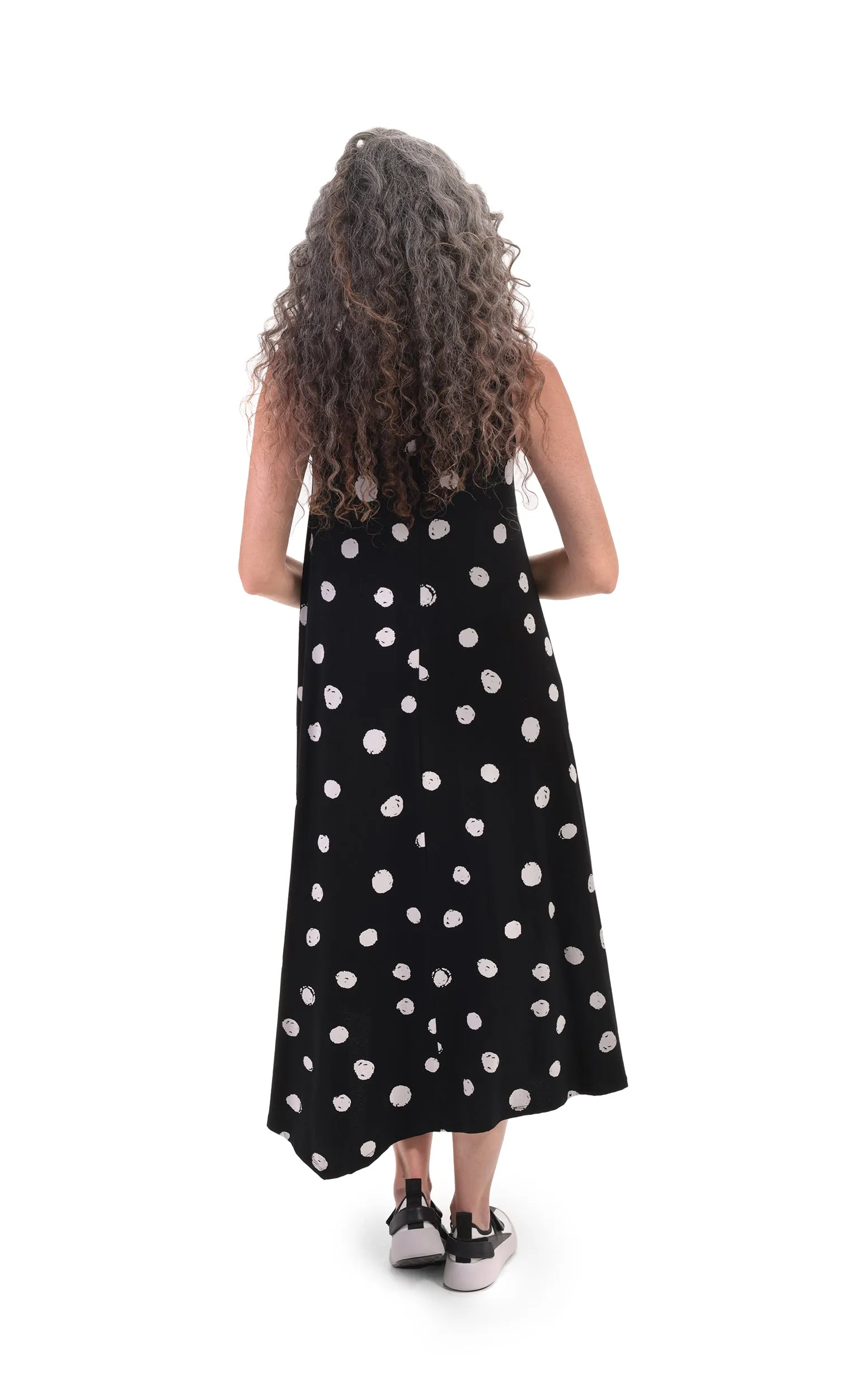 Alembika Lia Spotted Jersey Hi-Low Maxi Dress