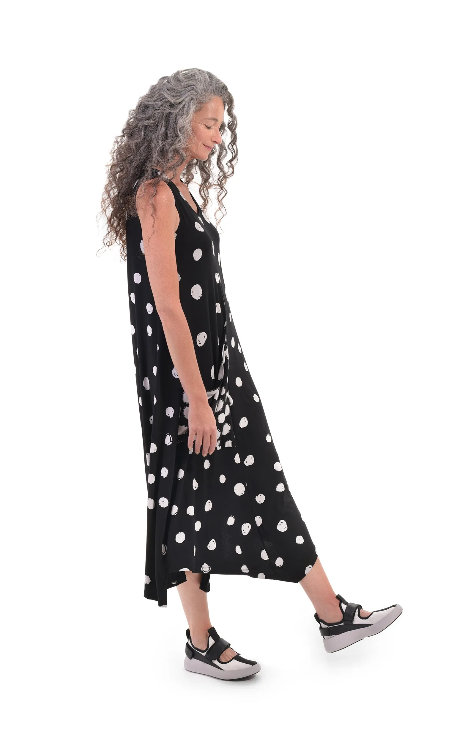 Alembika Lia Spotted Jersey Hi-Low Maxi Dress