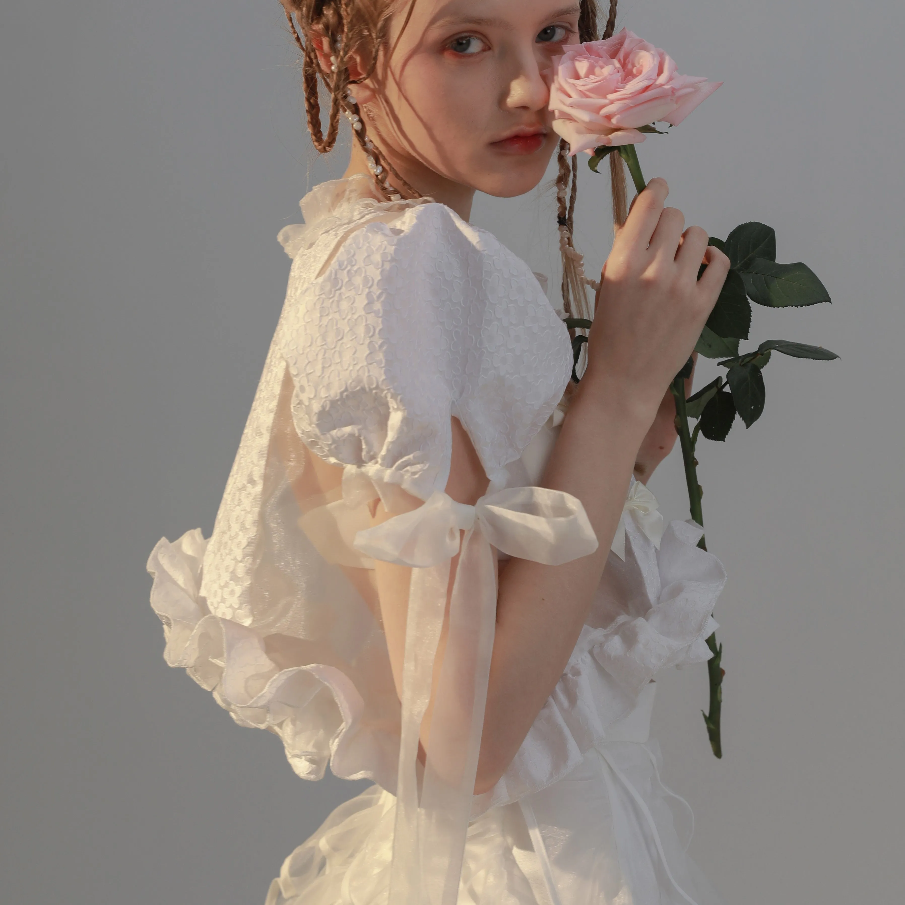 angel ruffle ribbon tops