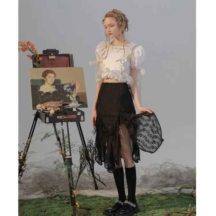 angel ruffle ribbon tops
