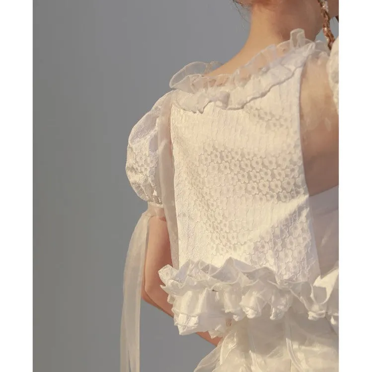 angel ruffle ribbon tops