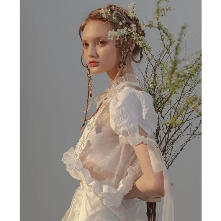 angel ruffle ribbon tops