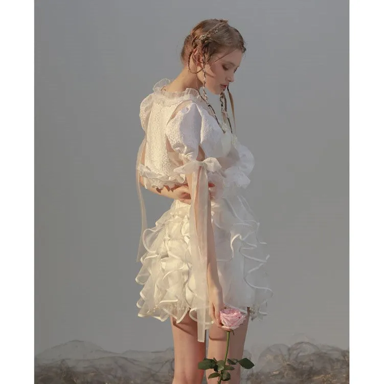 angel ruffle ribbon tops