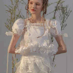 angel ruffle ribbon tops
