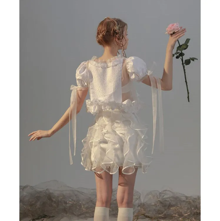 angel ruffle ribbon tops