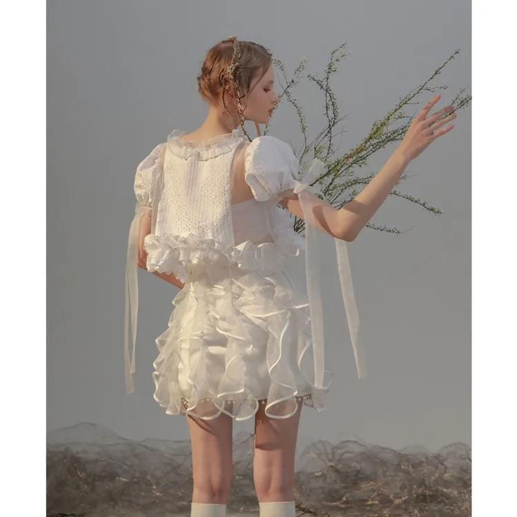 angel ruffle ribbon tops