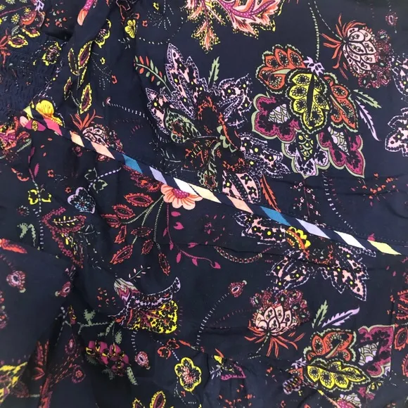 Anthropologie Floreat Parker Sleep Floral Navy Blue Smocked Pajama Wide Pants XS