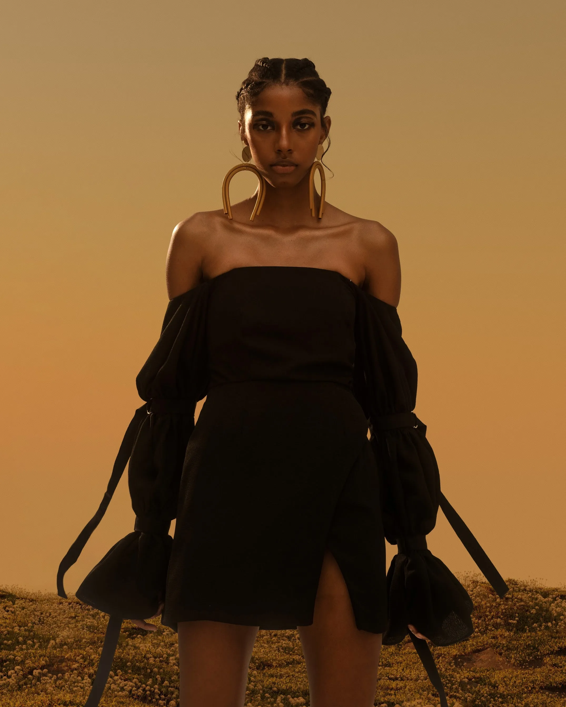 ASHA | Off-Shoulder Mini Dress in Black
