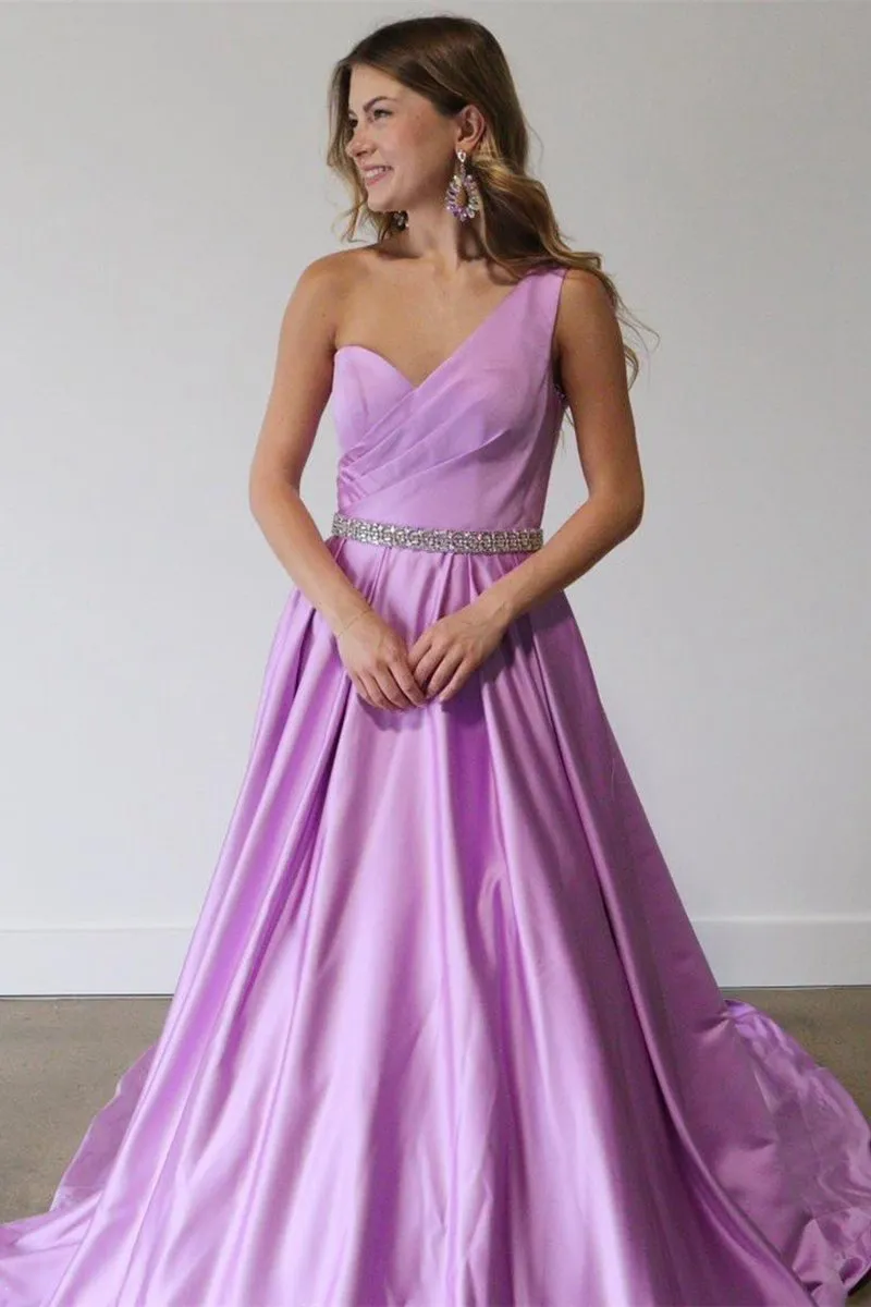 Asymmetrical Belted A-line Prom Dresses