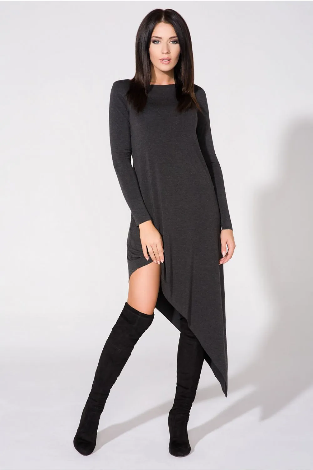 Asymmetrical Knit Evening Dress