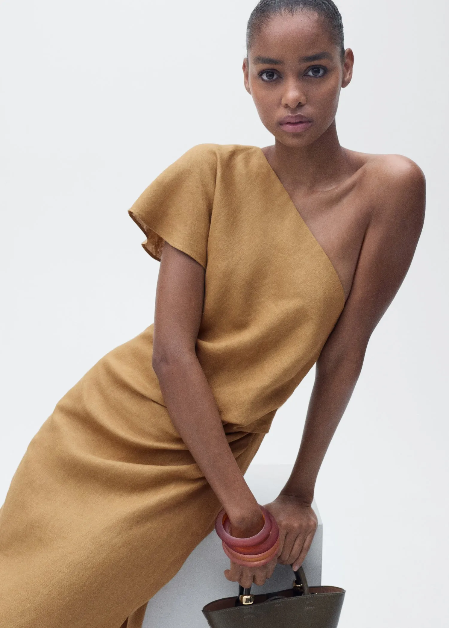 Asymmetrical linen dress