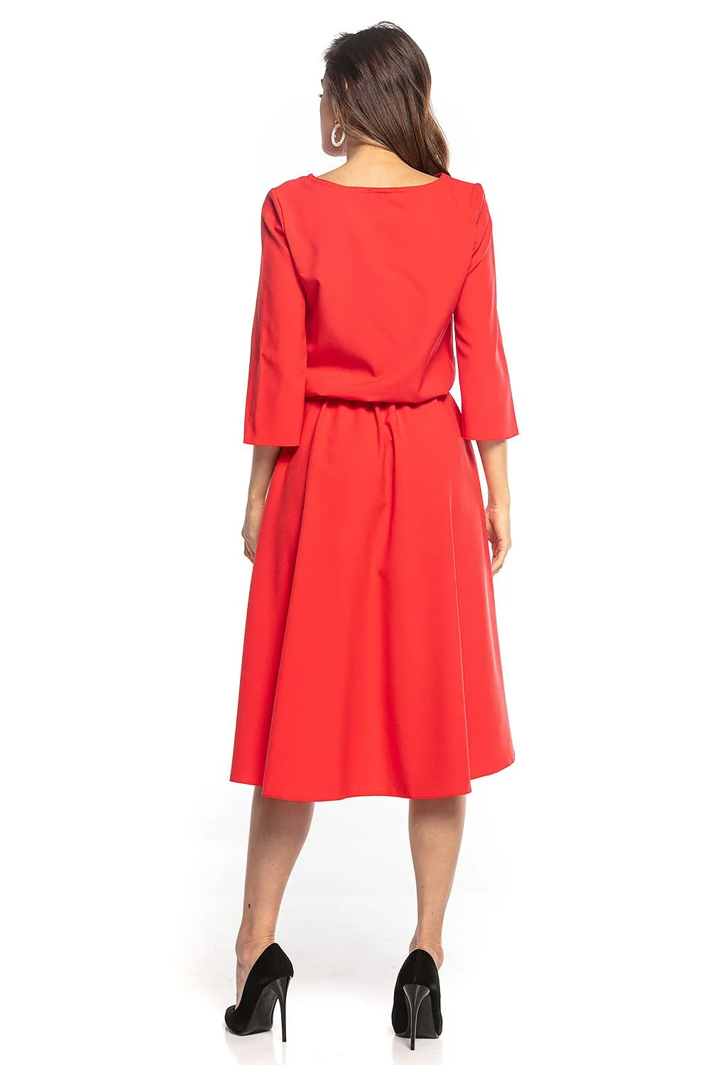 Asymmetrical Midi Dress with Belt