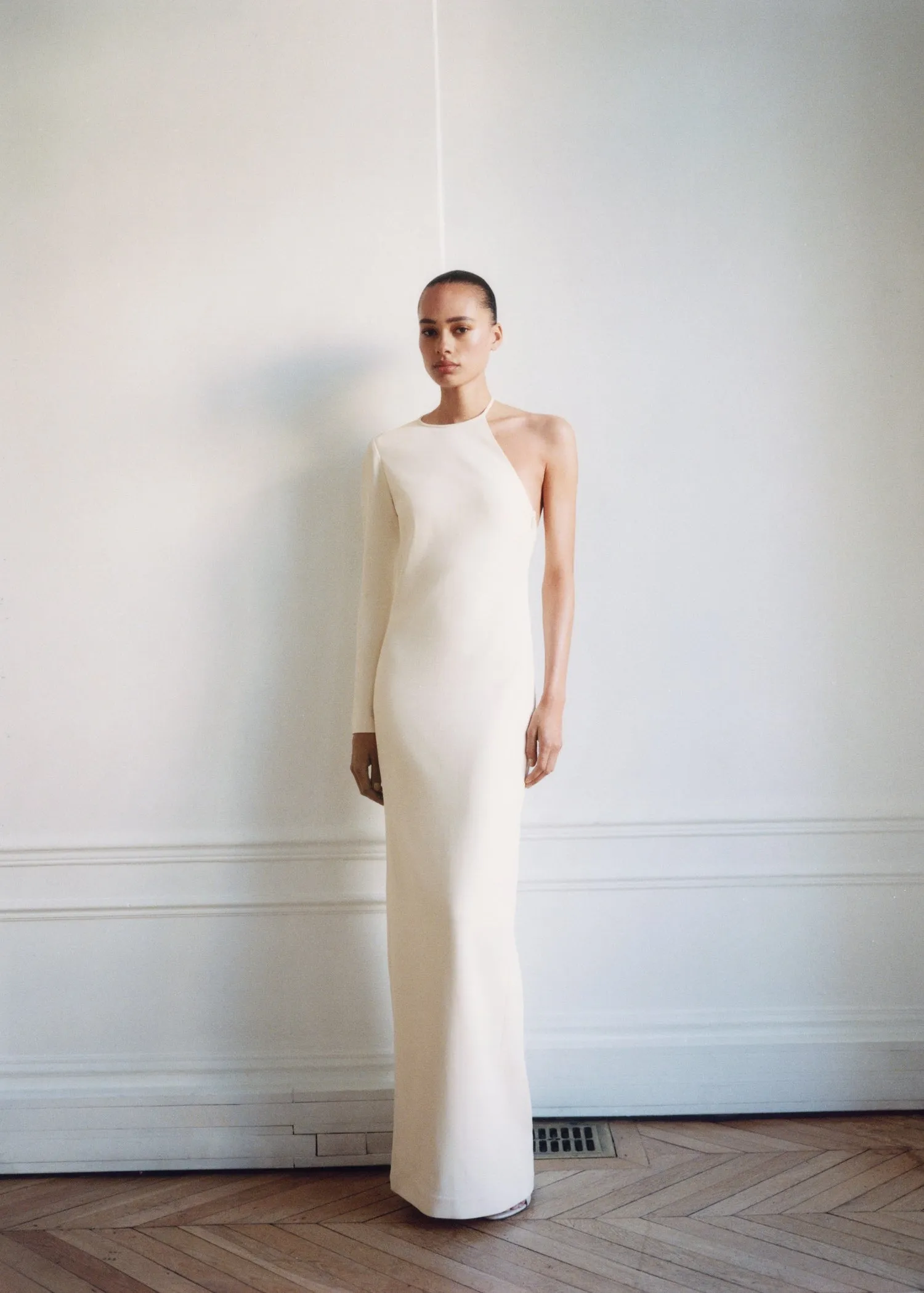Asymmetrical open-back dress