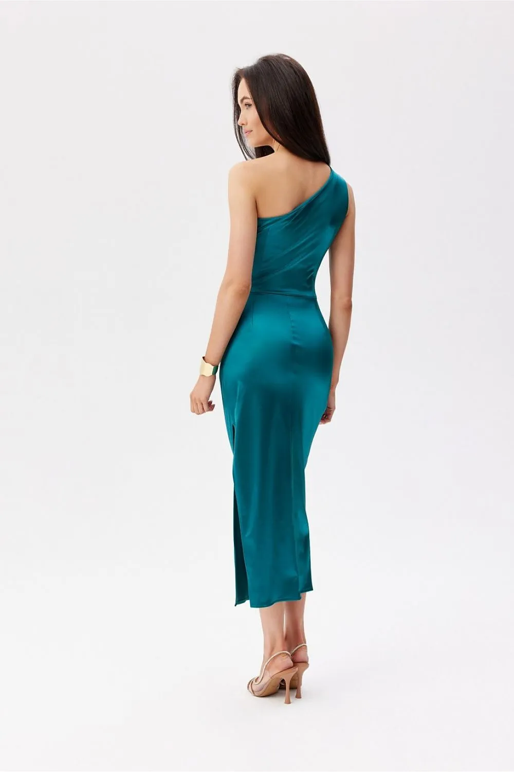 Asymmetrical Ruching Midi Dress
