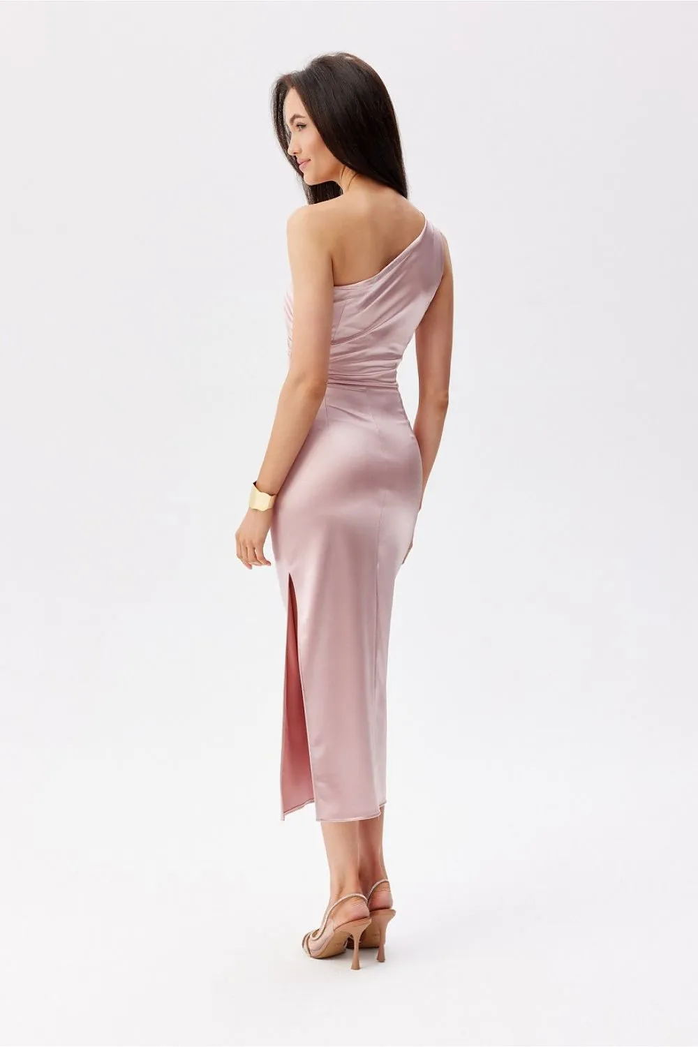 Asymmetrical Ruching Midi Dress