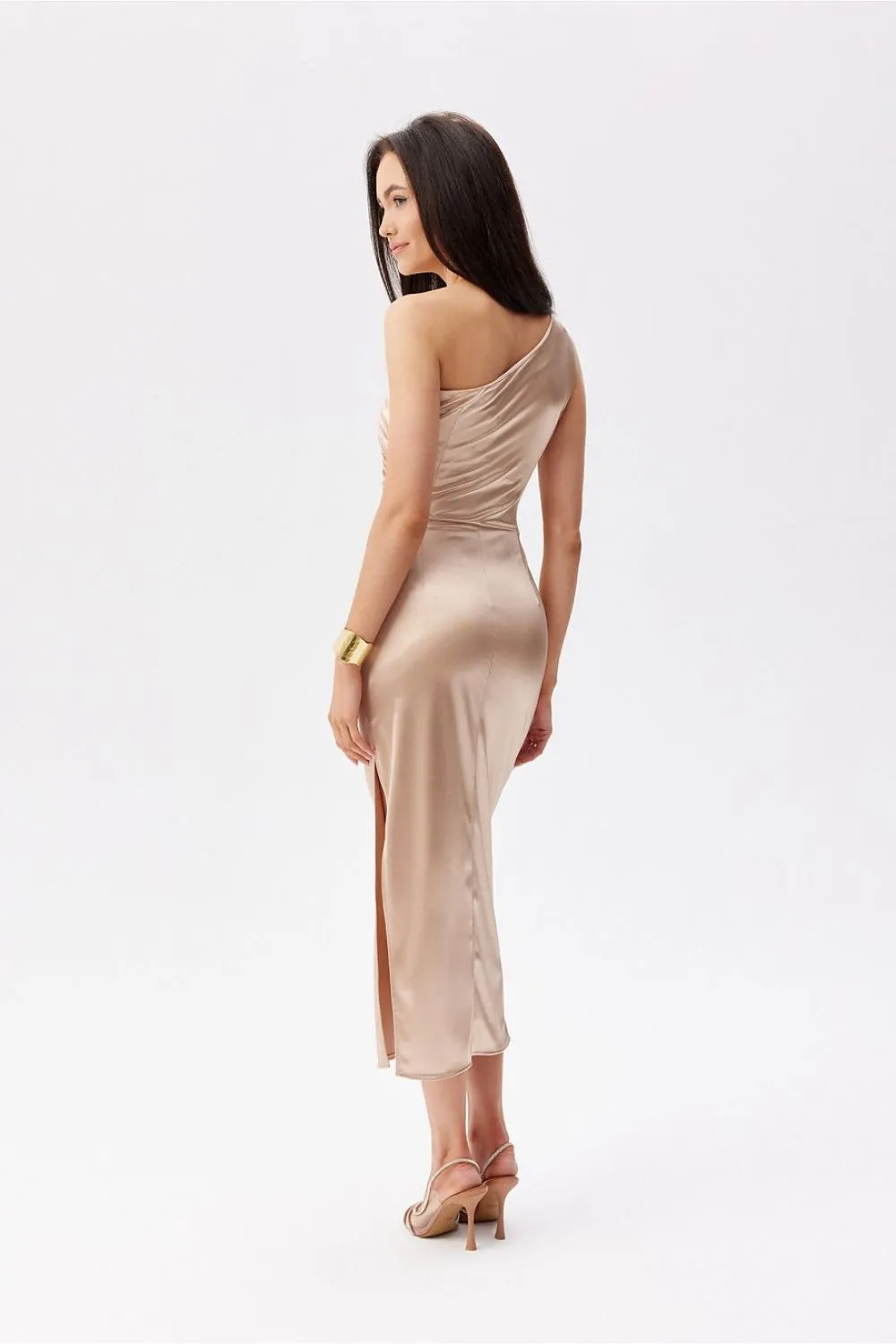 Asymmetrical Ruching Midi Dress
