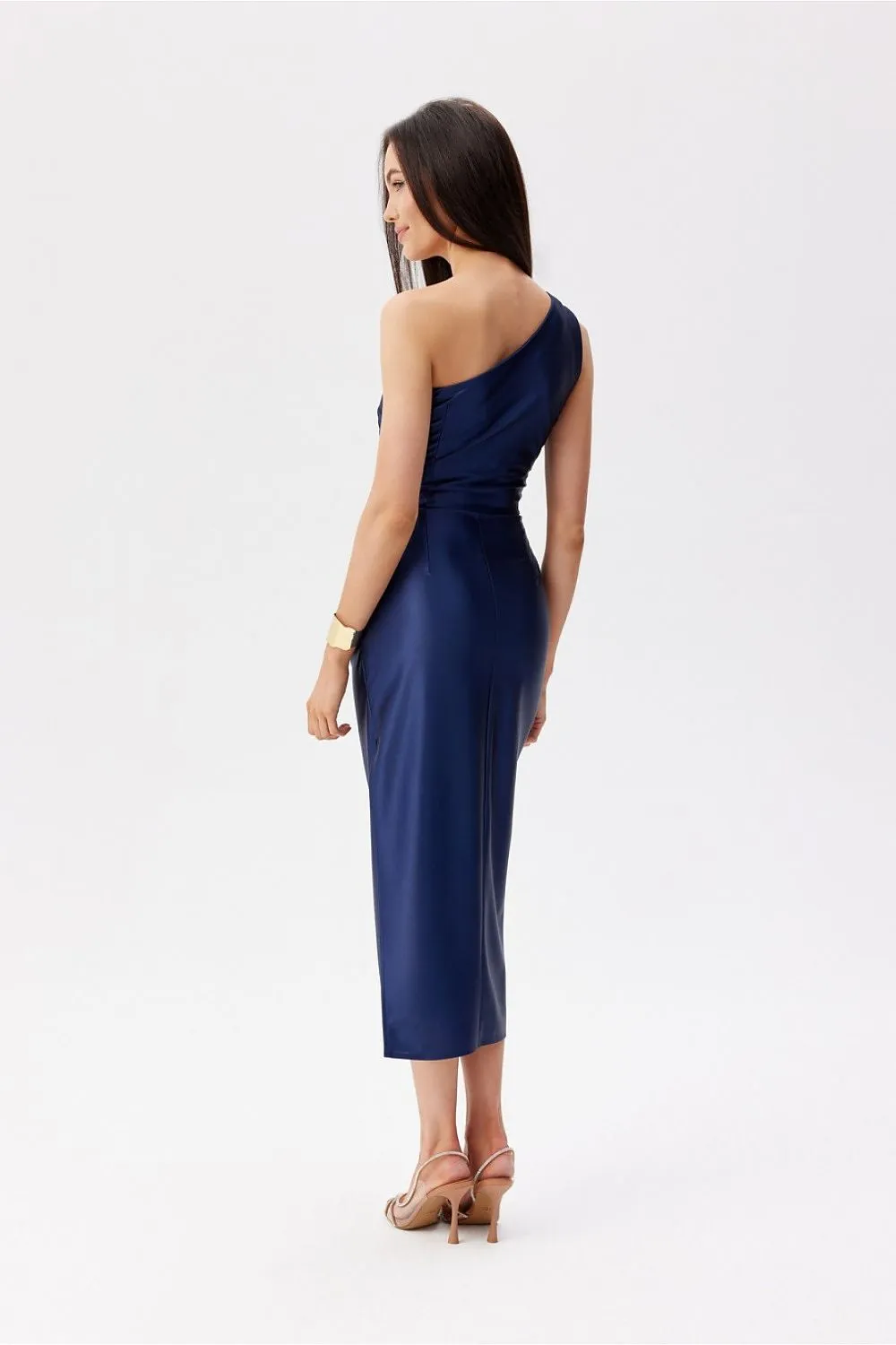 Asymmetrical Ruching Midi Dress