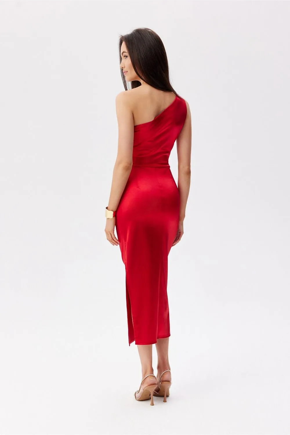 Asymmetrical Ruching Midi Dress