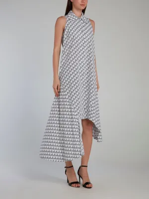 Asymmetrical Sleeveless Monogram Dress
