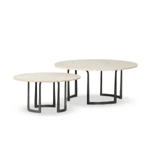 Axtell Nesting Coffee Table - Lunar Marble   W 40"  D 40"  H 17"