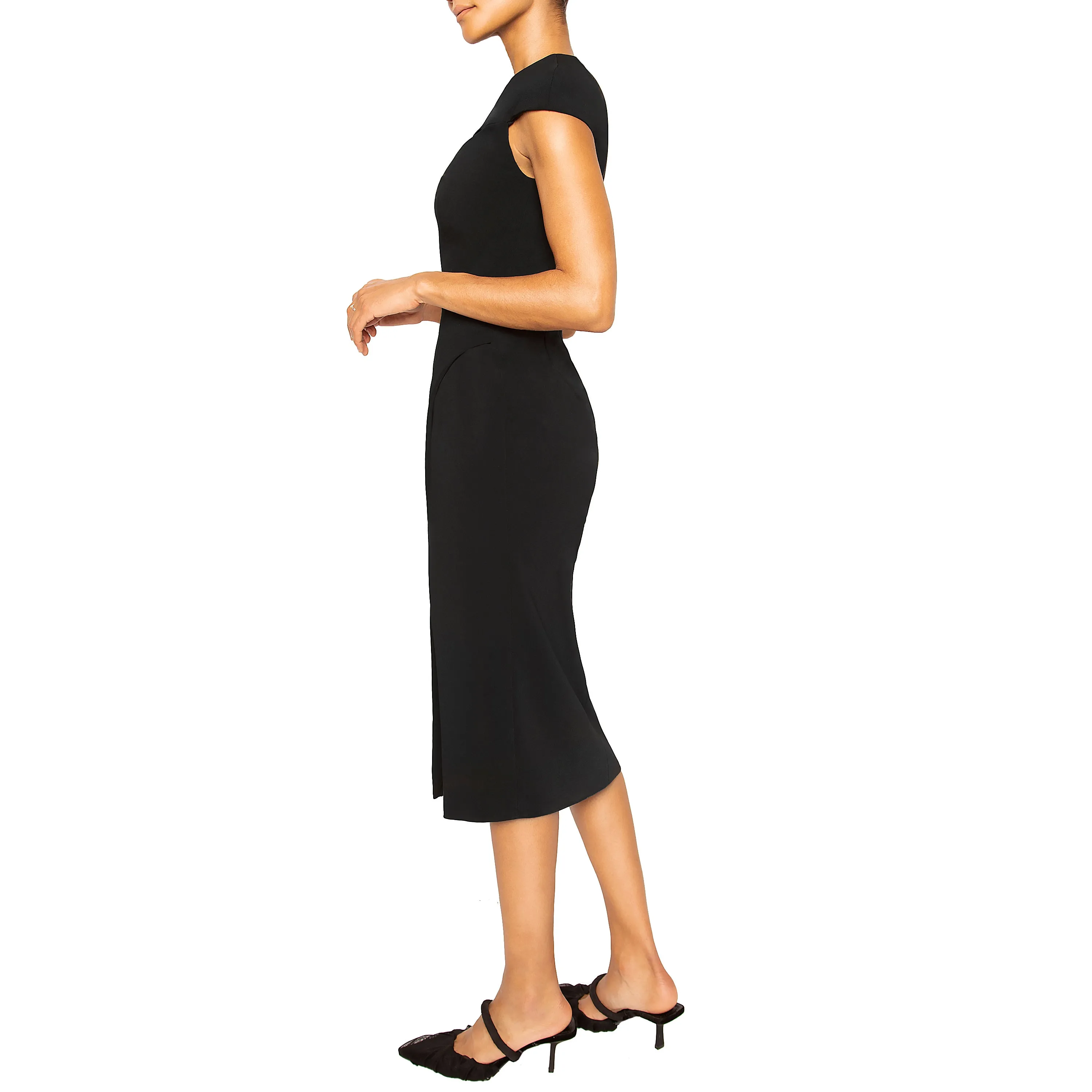 AZAD | Cap Sleeve Midi Dress in Black