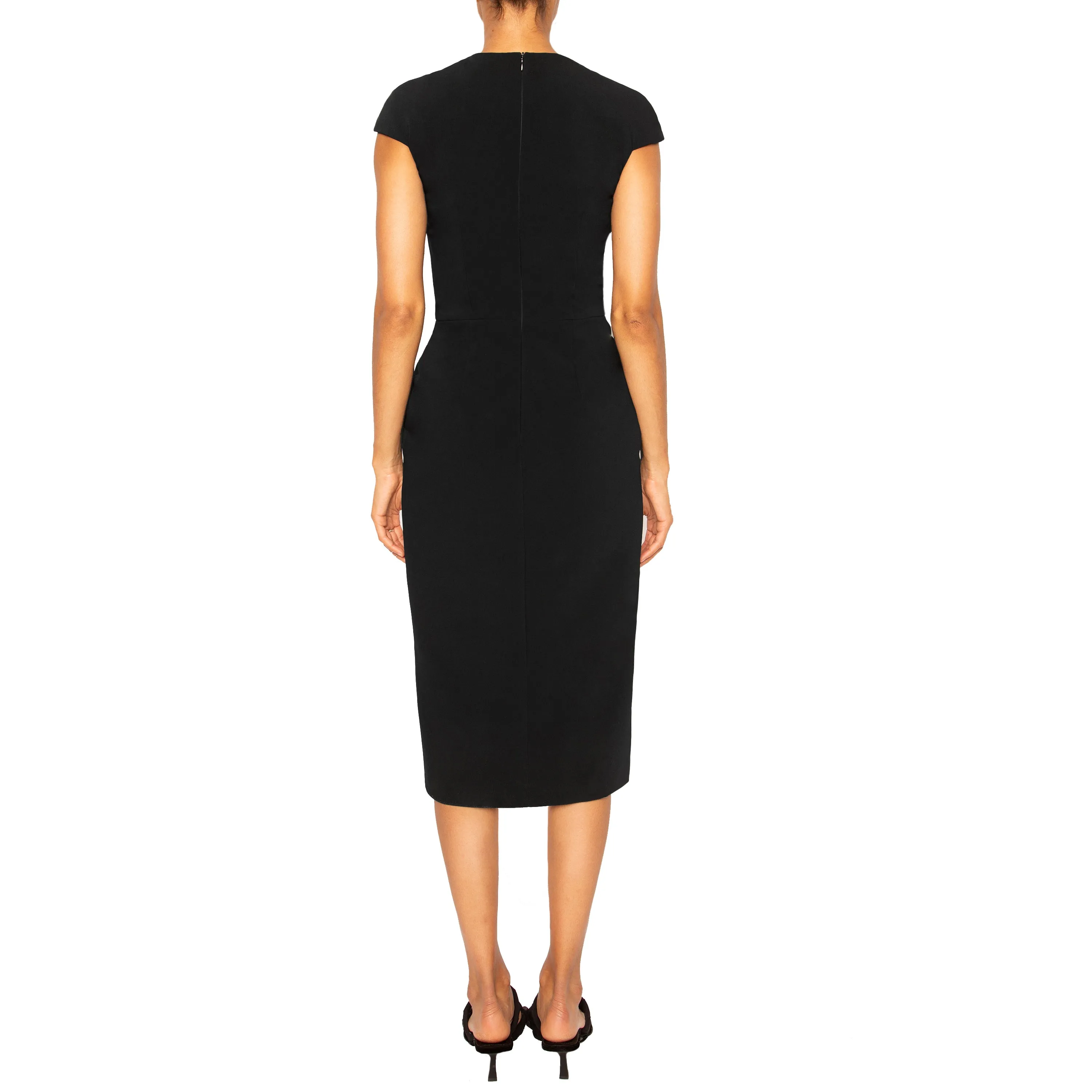 AZAD | Cap Sleeve Midi Dress in Black