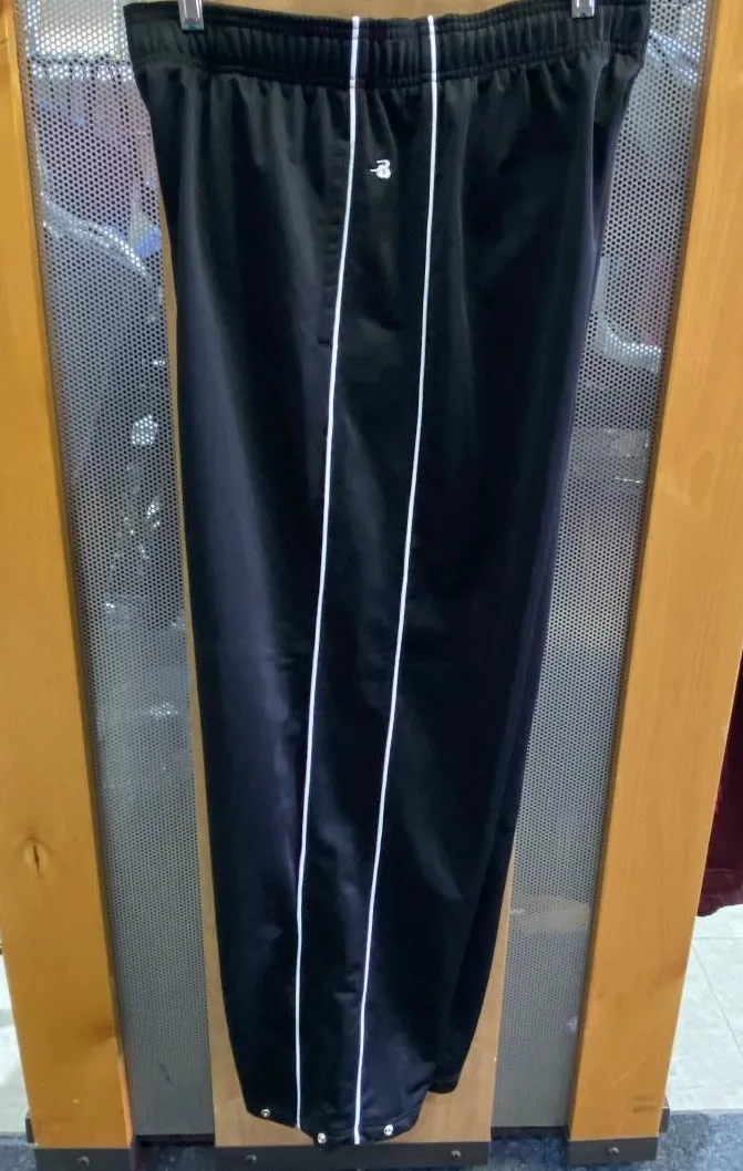 BADGER SPORT Ladies Black Polyester Track Pants w/ Zippers & Snaps
