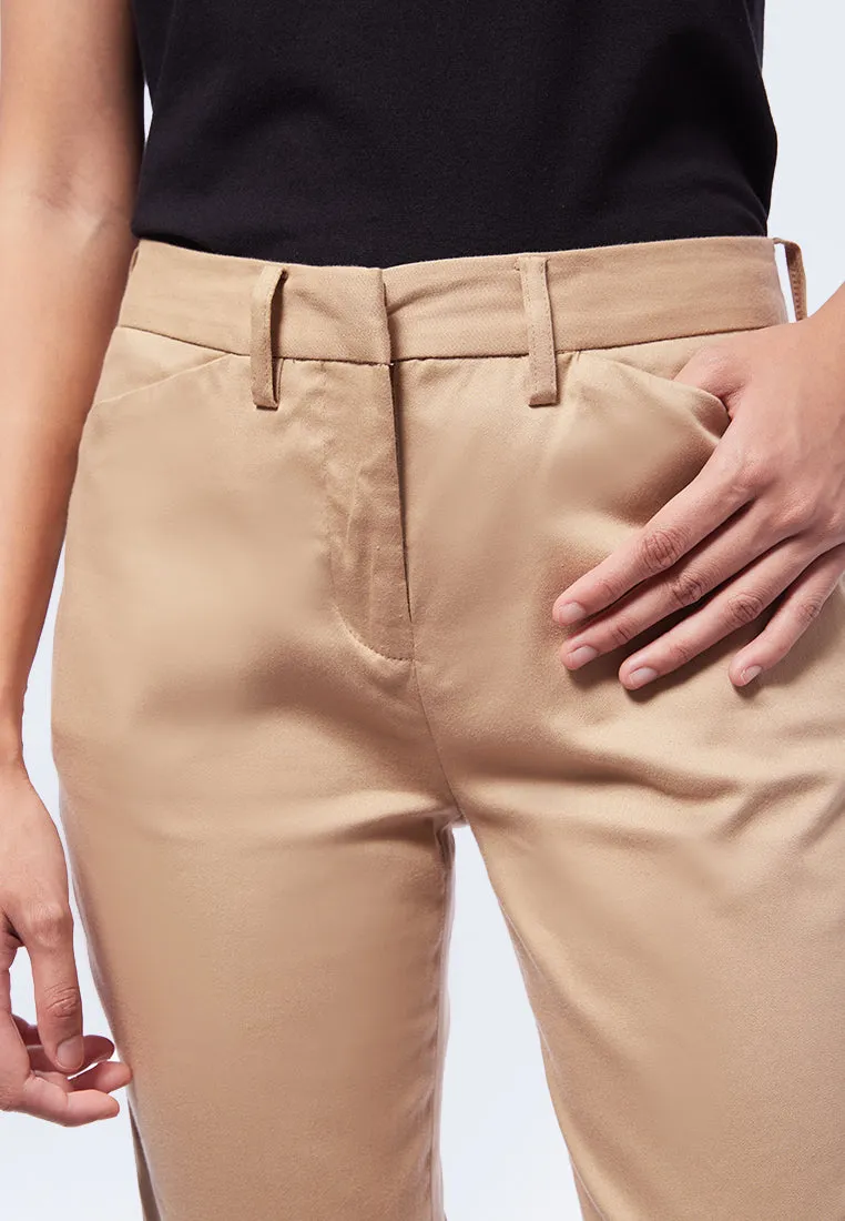 Basic Tapered High Rise Madison Pants Khaki