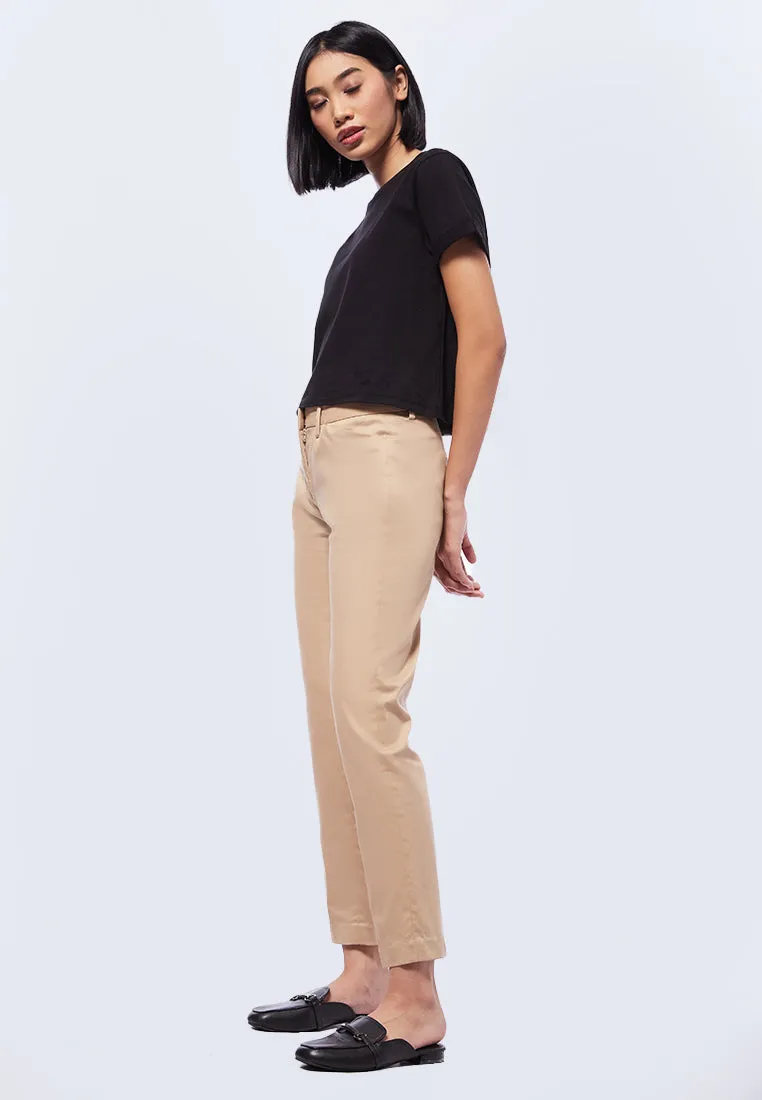 Basic Tapered High Rise Madison Pants Khaki