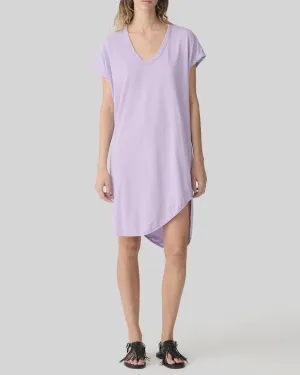 Bassike Boxy T-Shirt Dress with Tail II in Faded Lavender