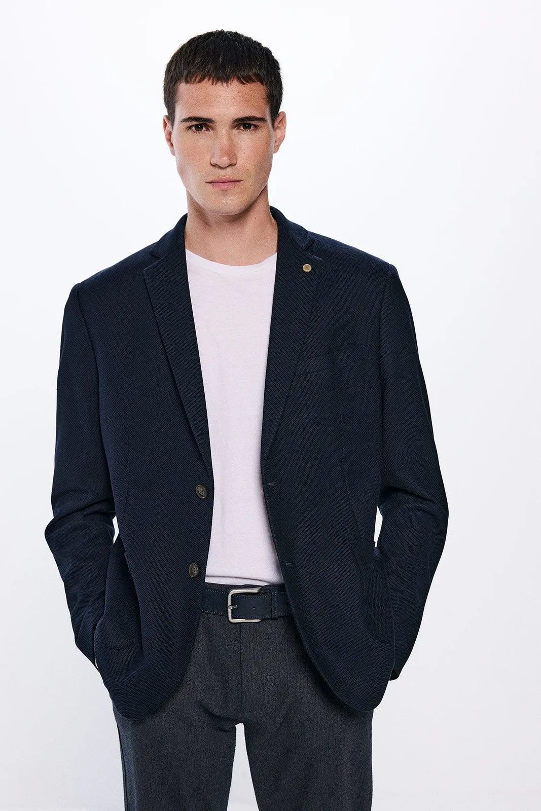 Birdseye Blazer - Navy