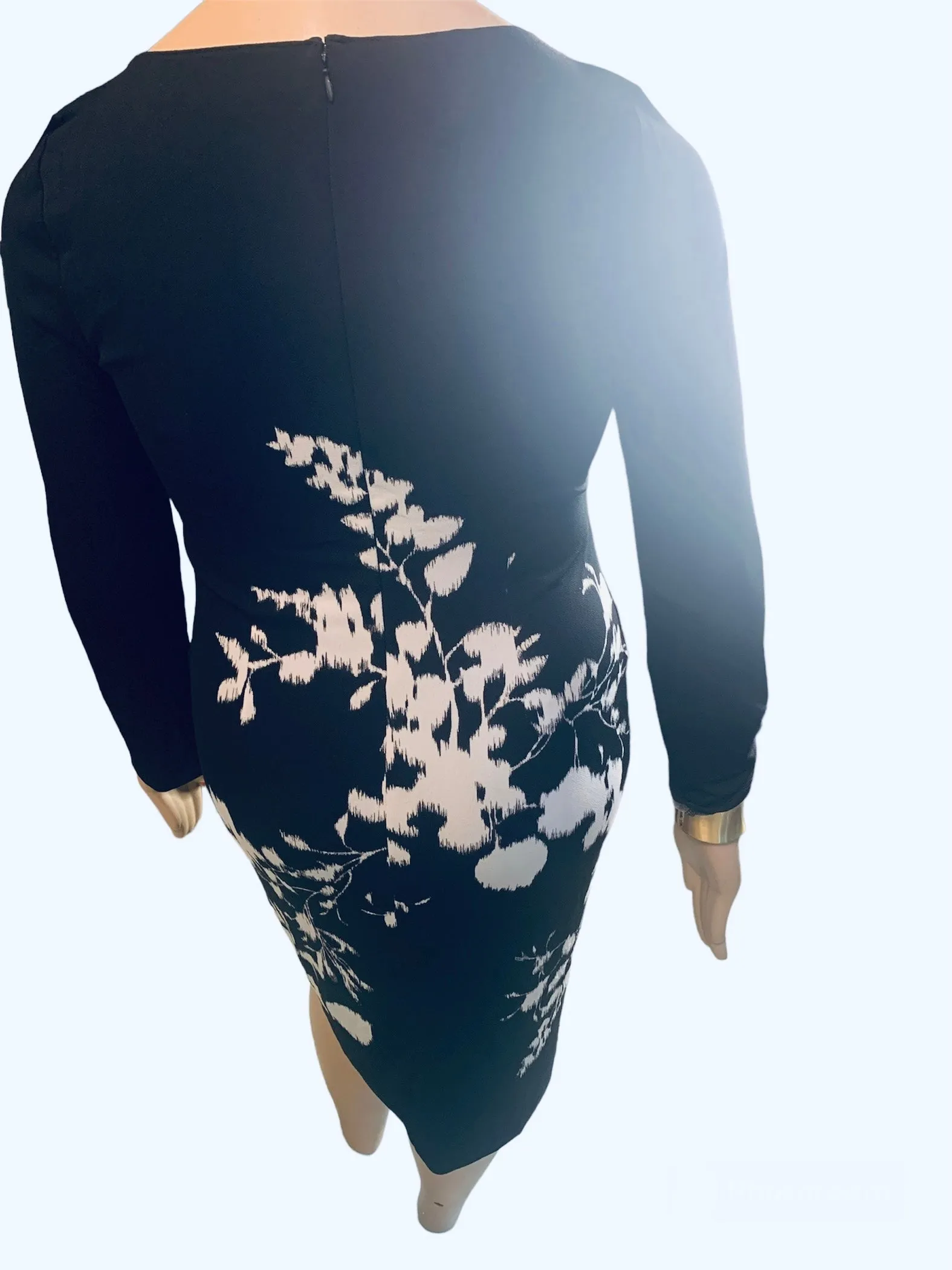 Black and White Floral Sheath Dress