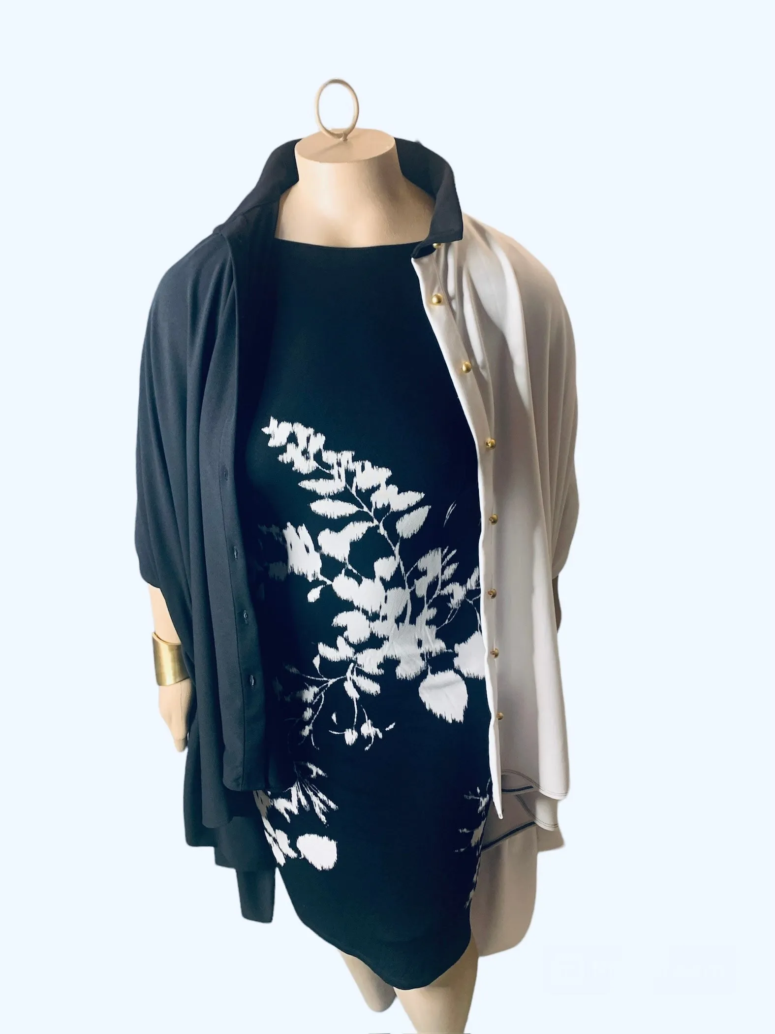 Black and White Floral Sheath Dress