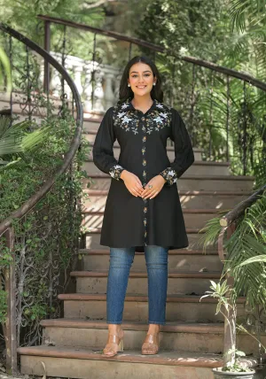 Black Embroidery Tops