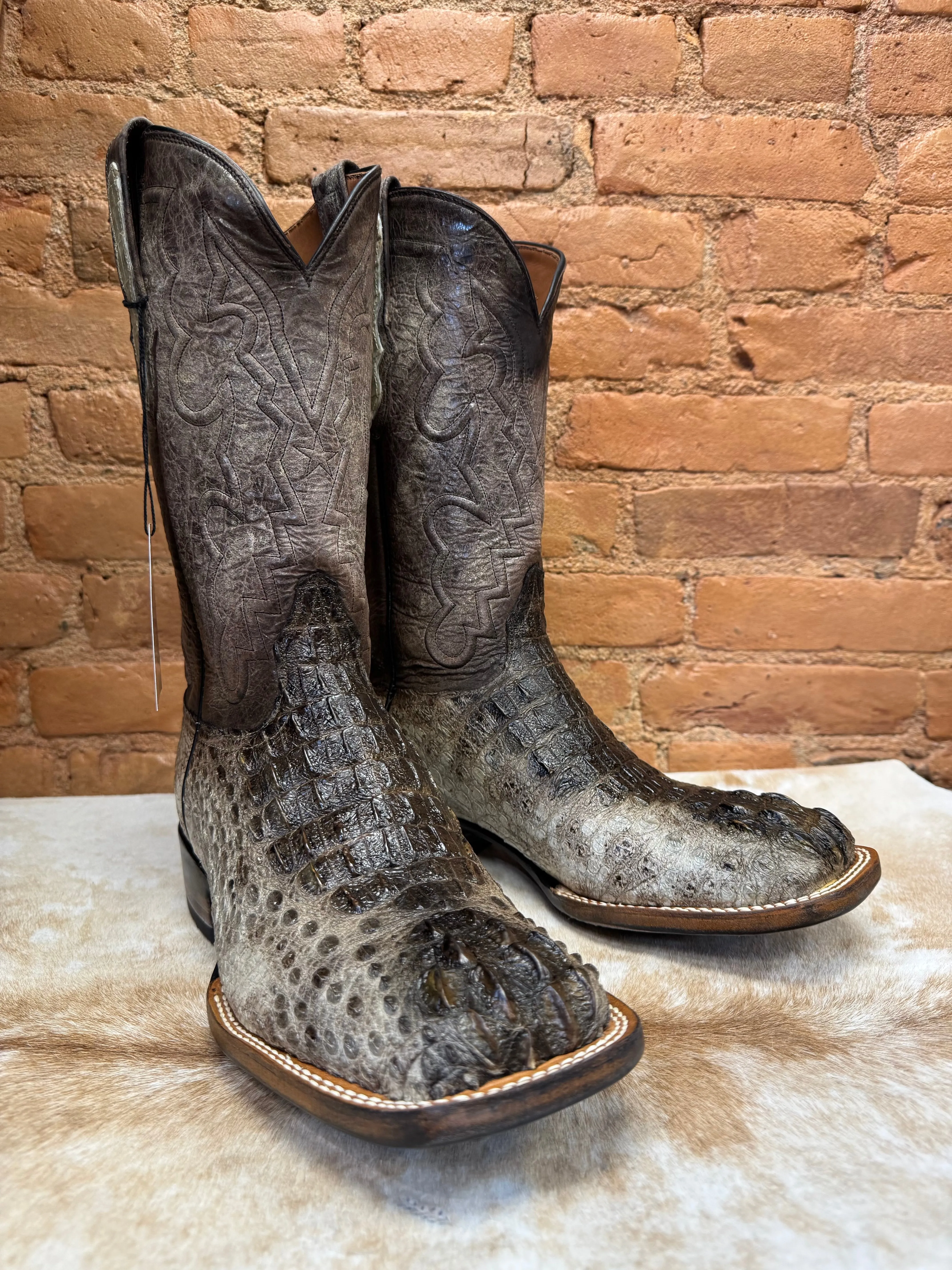 Black Jack Men’s Natural Caiman Hornback Square Toe Western Cowboy Boots NT-7721-96
