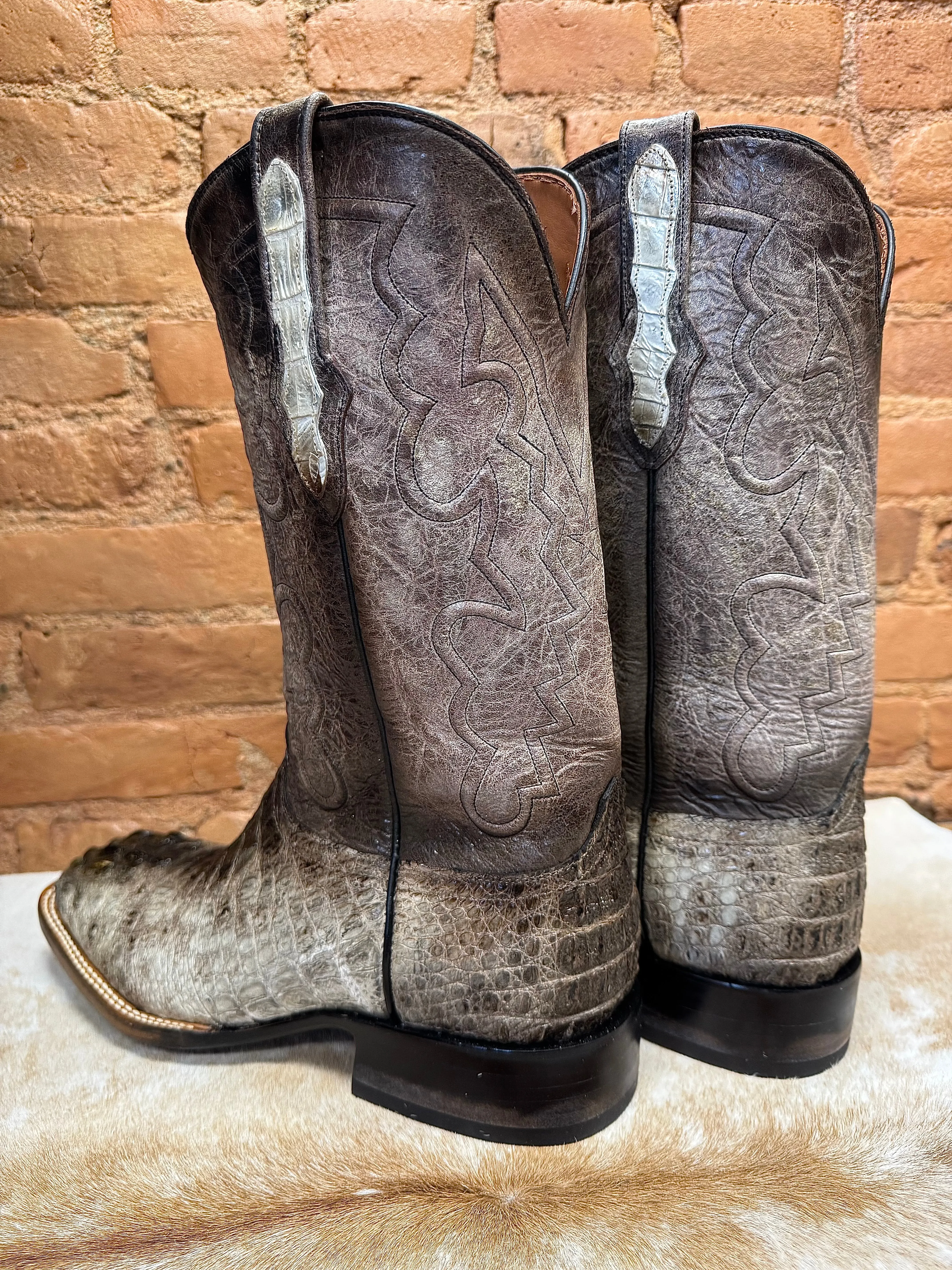 Black Jack Men’s Natural Caiman Hornback Square Toe Western Cowboy Boots NT-7721-96