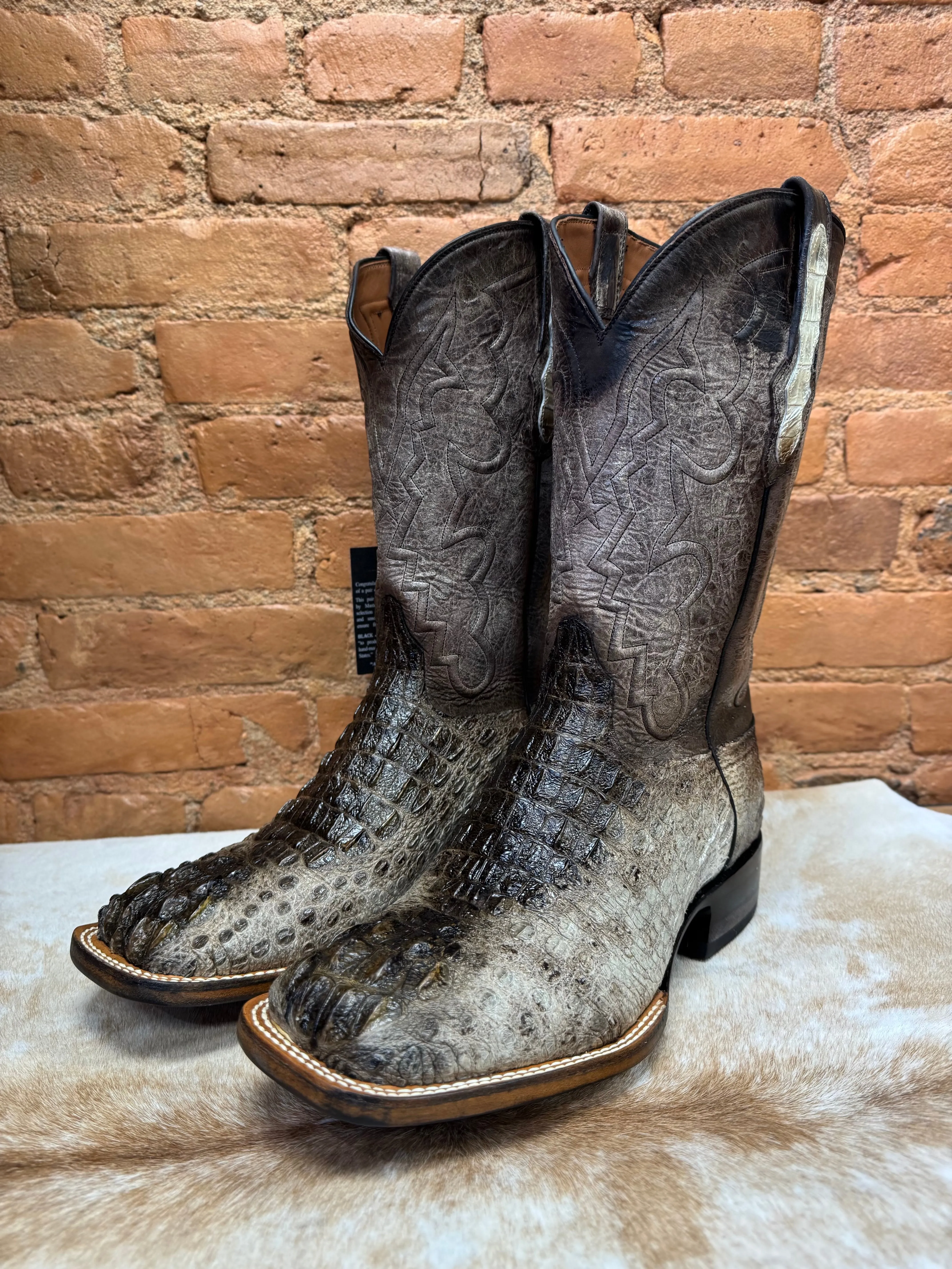 Black Jack Men’s Natural Caiman Hornback Square Toe Western Cowboy Boots NT-7721-96