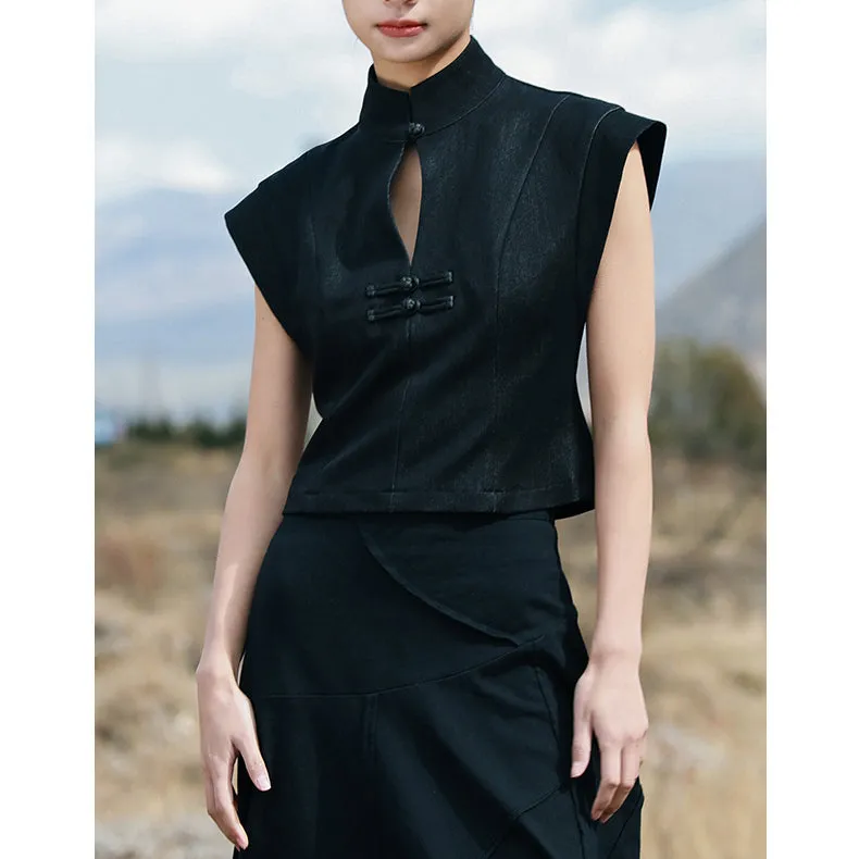 black lady cheongsam tops