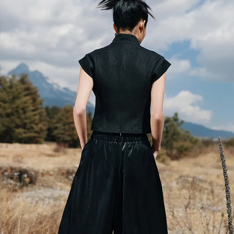 black lady cheongsam tops