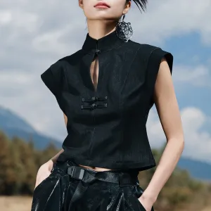 black lady cheongsam tops
