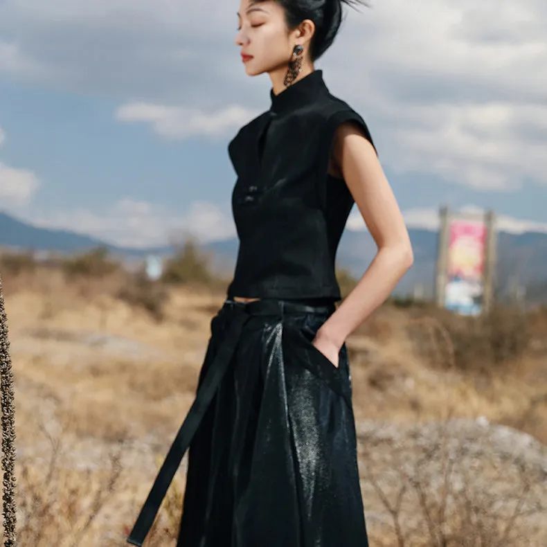 black lady cheongsam tops