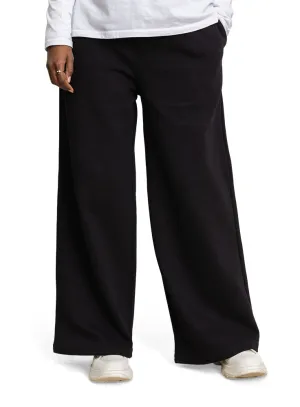 Black Ribbed Wide Leg
